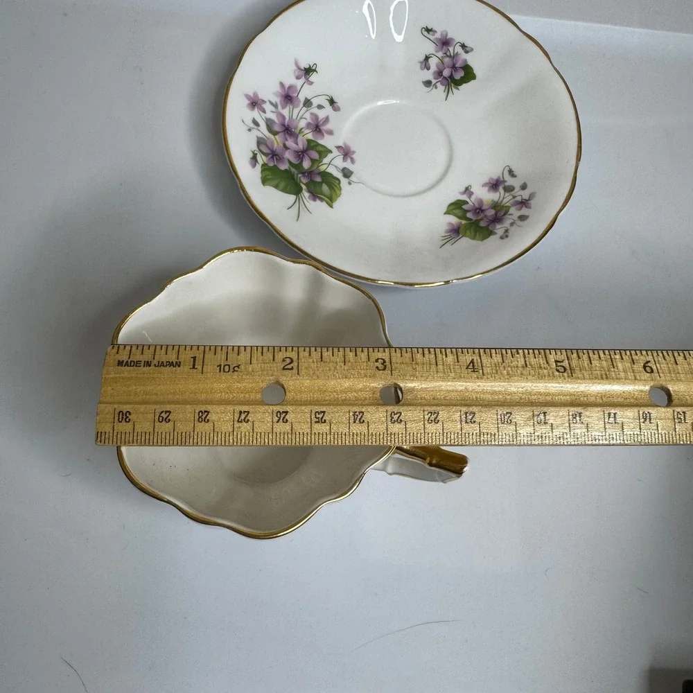 Royal Victoria Fine Bone China Tea Cup and Saucer Set Violets Gold Trim England